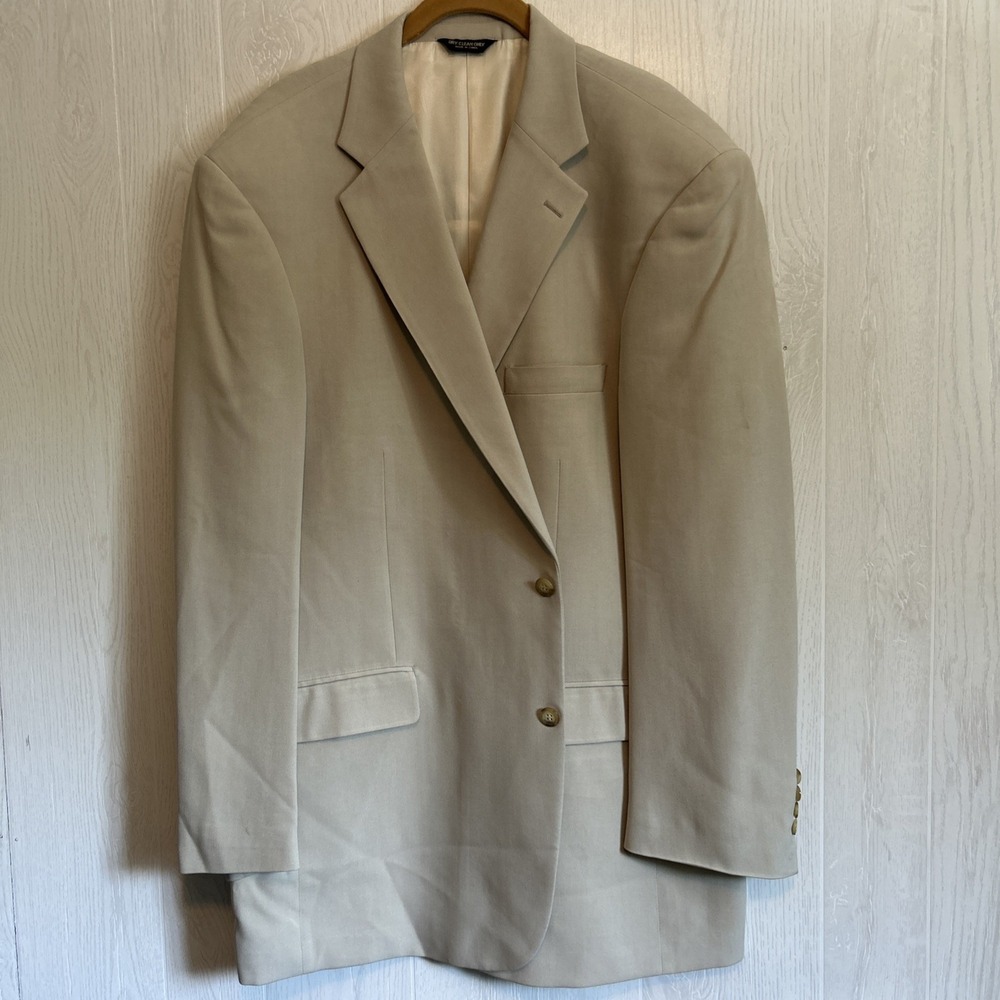 Pincus Brothers Maxwell Men's 48 Long Beige Silk Blazer‎ Jacket